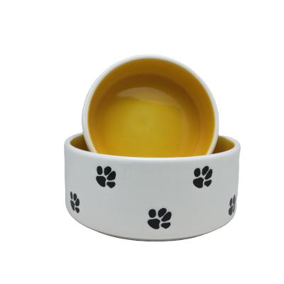 China Sustainable Ceramic Pet Bowl Personalized Custom Dog Bowls White Ceramic Pet Bowl Gift for Dog Lovers for sale