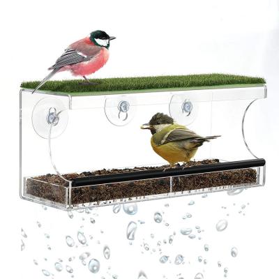 China 2021 Fashion New Stocked Drivers Window Bird Feeder With Thermometer for sale