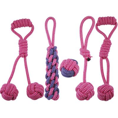 China Amazon Stocked Hot Selling Best with Leash Pile Suction Dog Chew Pack Set Ball Cotton PET ROPE TOY for sale