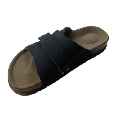 China 2022 new fashion ladies fashion trend buckles solid color adjustable cork bottom flat external home slippers women's use sandals and slippers for sale