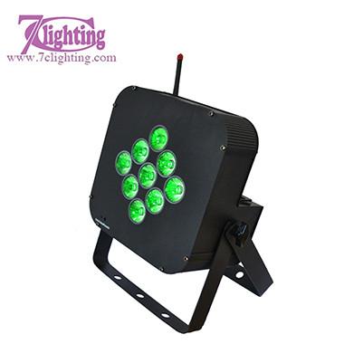 China Battery Powered 9LED RGBWA PAR LED Wireless Dmx512 Control for sale