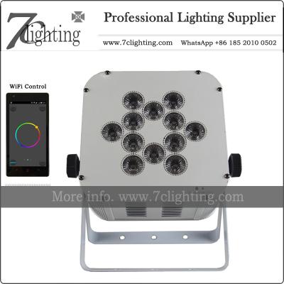 China 12X18W RGBWA-UV Battery LED PAR Light Wireless DMX WiFi Control LED Uplighting Charging Case Packing for sale