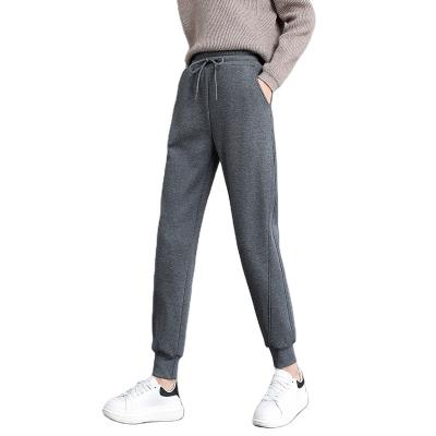 China Loose Breathable Fleece Zipper Autumn Spring Polyester Factory Wholesale Price Women's Gray Sweatpants for sale