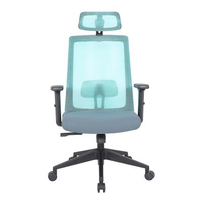 China (Height)Adjustable Modern Blue Executive Ergonomic Mesh Clock High Back Swivel Office Chair For Office And Home for sale