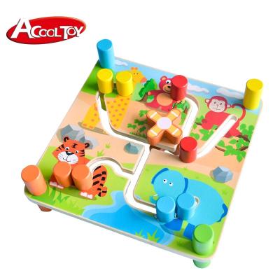 China 2022 Wholesale Hot Selling Maze Toy Funny Game Toys Kids Wooden Maze Plywood Toys for sale