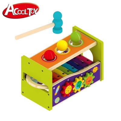 China Toy Hammer Wooden Ball Pounding Musical Toy Marble Run and Tap Xylophone Baby Toys Musical Instrument for sale