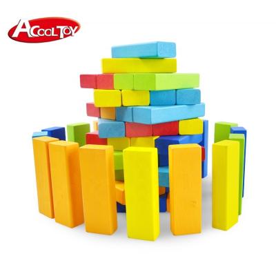 China Educational Toy 2022 Colorful 54pcs Stacking Blocks Wooden Block Tower for sale