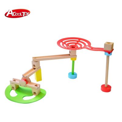 China 2022 Hot Selling Educational Toy Building Assembled Wooden Marble Run Toy Set Game For Children Play for sale