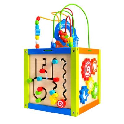 China Wooden Classic Educational Toy Wooden Activity Cube Speed ​​/ Maze / Drum / Rotate Panel for sale