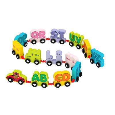 China MDF Wooden Alphabet Letter Train 2022 New Wooden Alphabet Letter Train Baby Toy Train Learning Set for sale