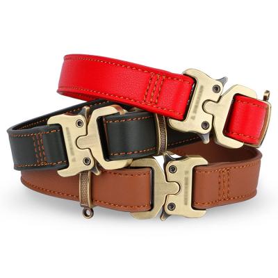 China Pet Supplier Durable Luxury Adjustable Collar Personalized Engravable Custom Leather Dog Collar for Pets for sale