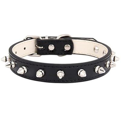 China Custom Waterproof Soft Leather Pet Collar PU Padded Leather Dog Collar With Spikes for sale