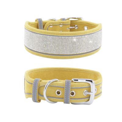 China Reflective Rhinestone Bling Dog Collar, Luxury Designer Dog Collar Buckle Small Dogs Crystal Diamond Collar For Large Medium for sale