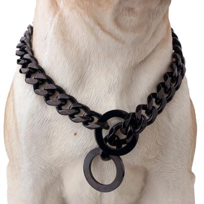 China Custom 15mm Quick Release Gold Chain Luxury Stainless Steel Dog Link Cuban Dog Collar for sale