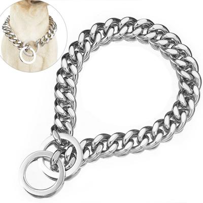 China Luxury Cuban Line Gold Dog Chain Fast Version 15mm Strong Metal Dog Collar Stainless Steel Collar for sale