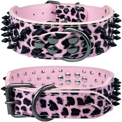 China Personalized Custom Adjustable Leather Rivet Spike Studded Pet Collars Rivet Dog Collar PU For Cats Puppies for sale