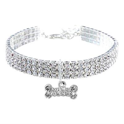 China Wholesale Personalized Exquisite Pet Bling Crystal Dog Collar Diamond Puppy Full Rhinestone Collar Shiny Collar For Small Pet Dogs for sale