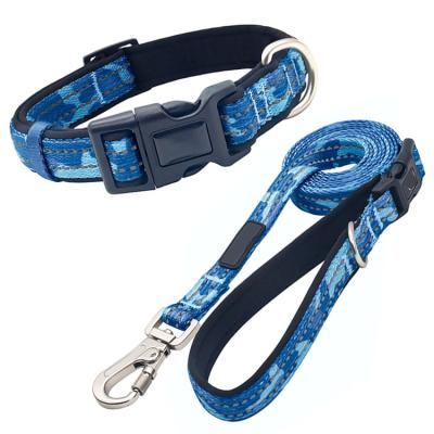 China Custom Adjustable Nylon Collars and Leash Tactical Dog Collar with Matching Clip Handle Leash for sale