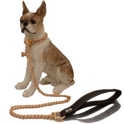 China Personalized Luxury Gold Dog Chain Gold Lead Stainless Steel Metal Choke Chain Strong Dog Leash for sale