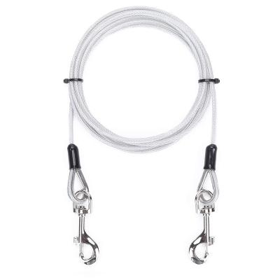 China Padded Strong Pet Leash Stainless Steel With Carabiner For Outdoor Dog Training Cable For Camping Dog Lead Link Slip Out Cable for sale