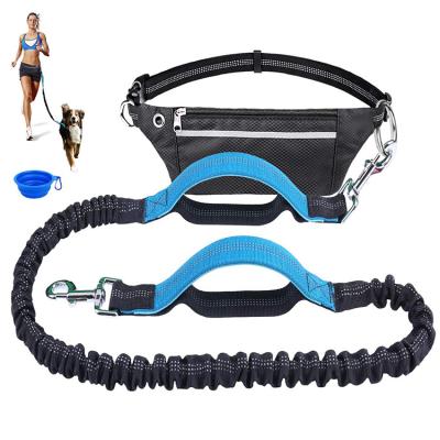 China Double Handles Dots Reflective Adjustable Leash Handrails Free Dog Leash For Walking Jogging Running for sale