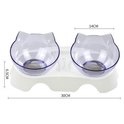 China Non-automatic sloping elevated Cat Bowls, with stand for indoor cats and small dogs double bowls and pet feeders with stand for sale