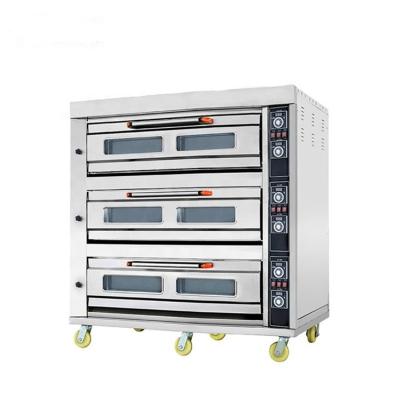 China Commercial Catering Baking Equipment 3 Deck 9 Trays Gas Deck Baking Oven for sale