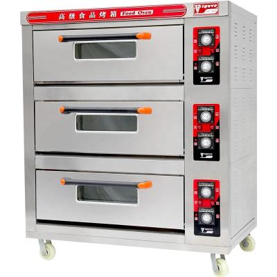 China Canning Factory Sales Baking Oven in 2021 Hot Industrial Easy Oven 3 Platform Gas Pizza Oven Baking Bread Baking Oven for sale