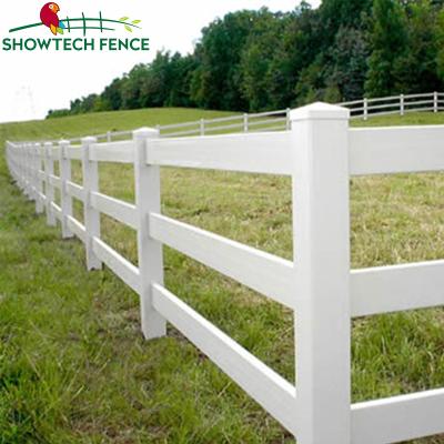 China Easily Assembled Vinyl Horse Fence Horse Rail Fence PVC Horse Fence for sale