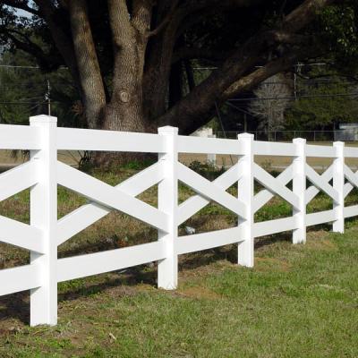 China Showtech New Design Easily Assembled Plastic PVC Cross Rail Horse Fence / Farm Fence for sale