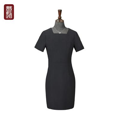 China Square Neck Short Sleeve Anti-Static Royal Blue Formal Dress For Lady for sale