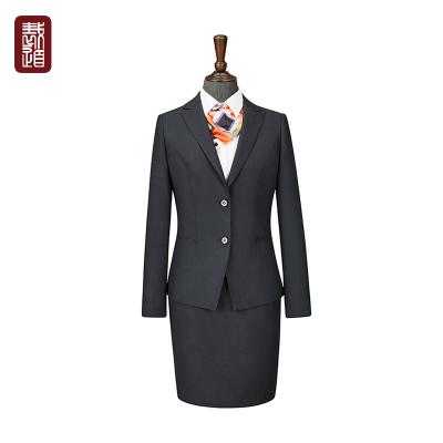 China Lady Anti-Shrink Black Front One Button Closure Suits With Slanted Wide Pockets for sale