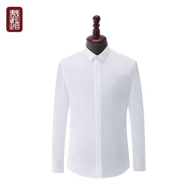 China Anti-pilling white herringbone cotton shirts long sleeve dress shirts for men for sale