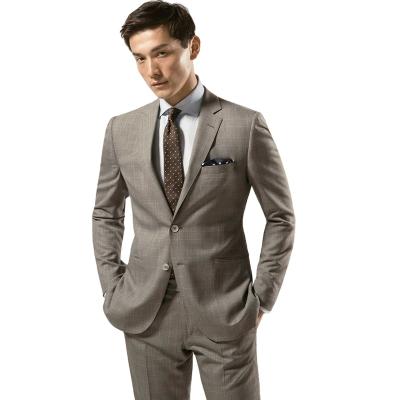 China Glen Plaid Business Casual Men's Anti-Shrink Custom Slim Suits in Warm Gray for sale