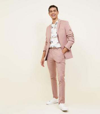 China New Pattern Anti-shrink Pink Blazer For Men Wear Notch Lapel TR Clothing Causal Supplier for sale