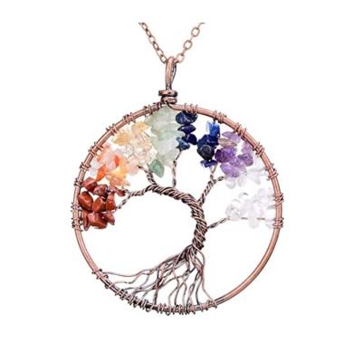 China CLASSIC Crystal Pendant Necklace 7 Chakra Gemstone Pendant Necklace Tree of Life Quartz Tree of Life for sale