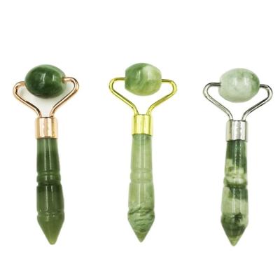 China High Quality Natural Jade Facial Roller Spiky Jade Real Face Lift Hand Held Roller For Face for sale