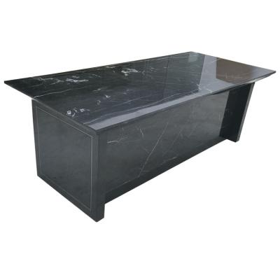 China Customized luxury modern black marble desk with drawers office furniture for sale