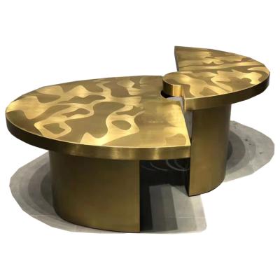 China Custom Modern Golden Coffee Table Art Coffee Table Living Room Furniture for sale