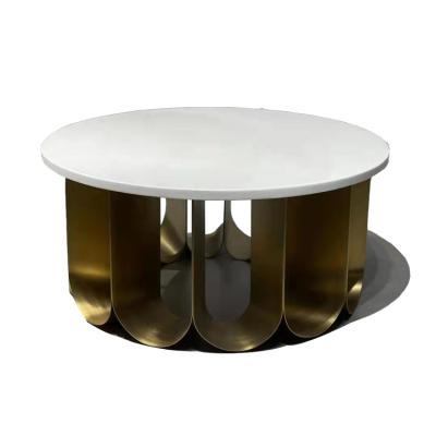 China 2021 Luxury Italian Style Marble Round Coffee Table Living Room Stainless Steel Legs Tea Table Marble Top Living Room Furniture for sale