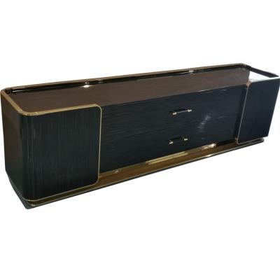 China Glossy Factory Customized Luxury TV Cabinet Black Luxury Living Room TV Stands for sale