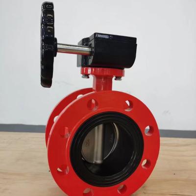 China PIPES dn50-dn250 PN10 PN16 1.0MPa 1.6MPa D371X D41X Double Flanges Butterfly Valves Cast Iron Fire Pipe Red for sale