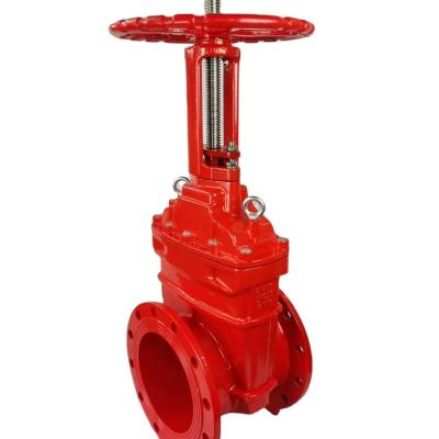 China PIPES dn50-dn250 PN16 red fire pipe cast iron groove flange flange rising stem gate valve for sale