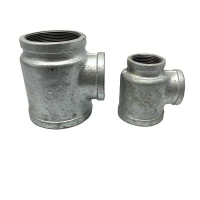 China dn15-dn150 Malleable Cast Iron Galvanized Tee Type 131 R Connector Accessories Pipe Fitting Reducing 15mm-80mm for sale