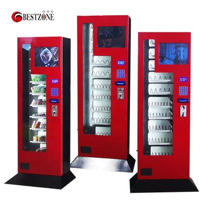 China Metal Hotel Vending Machine Standing Snacks Drinking Auto Vending Machine With 15 Inch LCD Screen For Advertising for sale