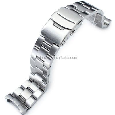 China 316L Stainless Steel Slonton Curved Solid 316L Stainless Steel Oyster Strap Watch Band For SKX for sale