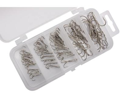 China 50pcs Bulk 50pcs High Carbon Steel High Carbon Steel Fish Hooks White Nickel Plated Triple Set for sale