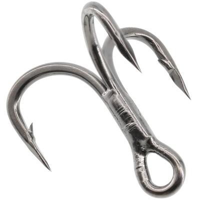 China Nickel Hook 6 High Carbon Steel Strong Strength Black Barbed Treble Fish Hook for sale