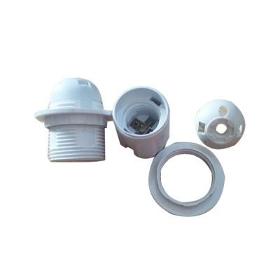 China Best White Plastic Screw Saller Bulb Fitting Accessories E27 Socket Lamp Holder With Spiral Ring for sale