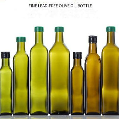 China Green Round Empty Cooking Oil Glass 250ml 500ml 750ml Olive Oil Packing Vinegar Bottles For Olive Oil for sale